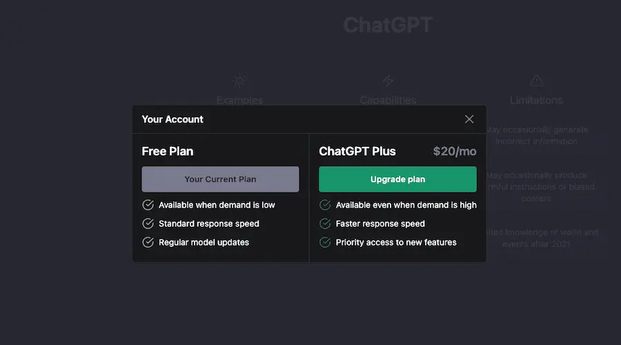 So sánh chi tiết giữa tài khoản ChatGPT và ChatGPT Plus
