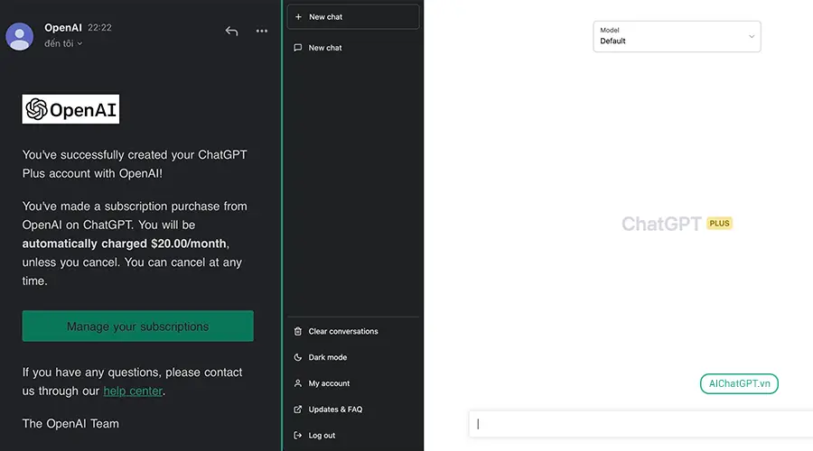Upgrade to ChatGPT Plus in Vietnam success