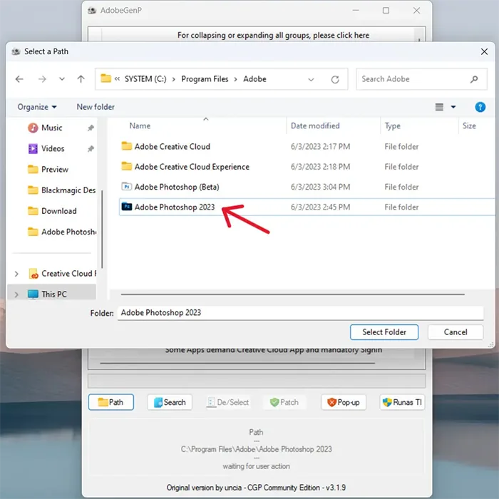 crack Photoshop 2023 với GenP